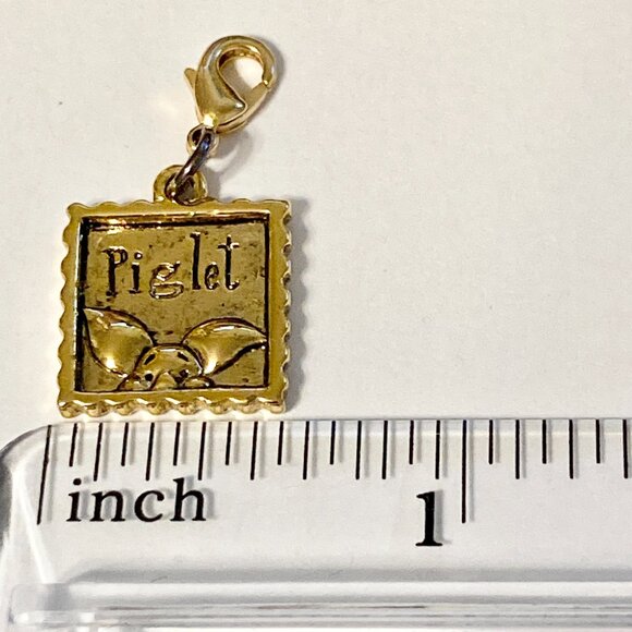 Vintage Disney Piglet Clip On Charm Gold Plated Zipper Purse Winnie the Pooh - Picture 8 of 9